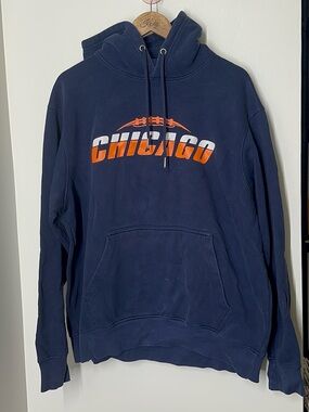 Vintage Chicago Bears NFL Pullover Hoodie Navy Blue XL